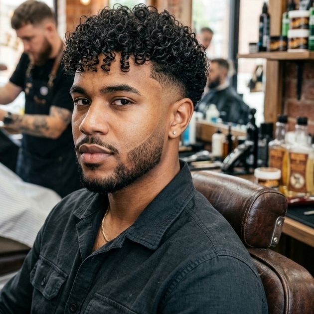 Curly Perm with Fade
