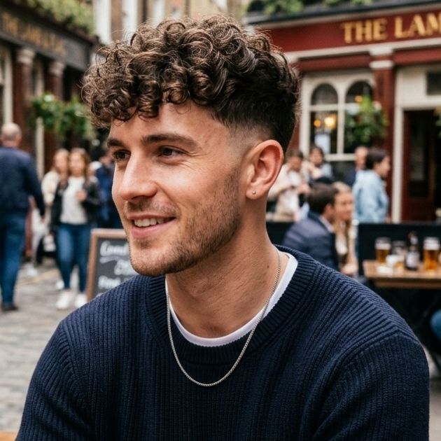 Curly Undercut with Low Taper