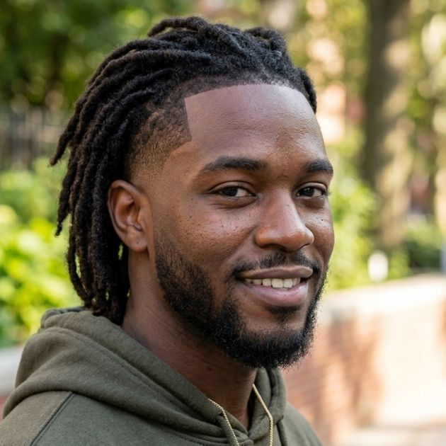 Dreadlocks / Locs with Mid Taper Fade