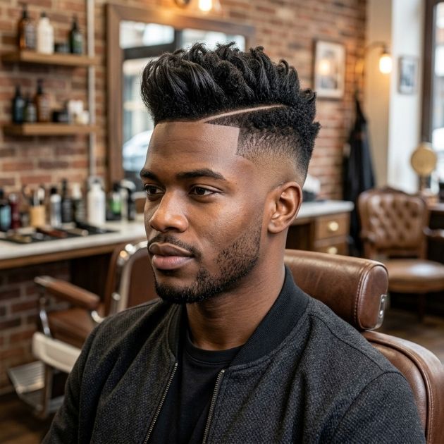 Faux Hawk with Part and High Fade