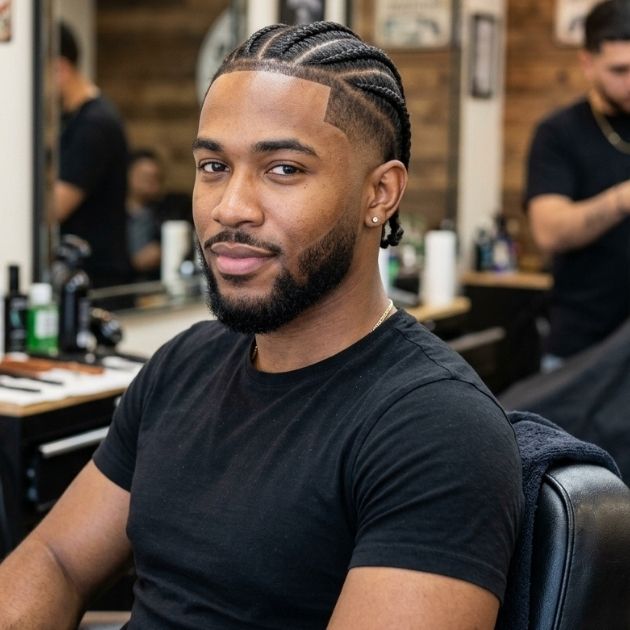 Feed-In Braids with Mid Taper Fade