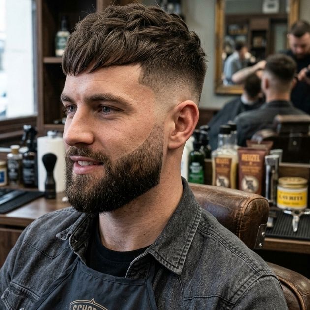 French Crop with Beard Fade