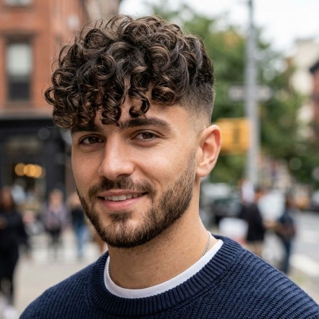 Long Curly Fringe with Short Sides