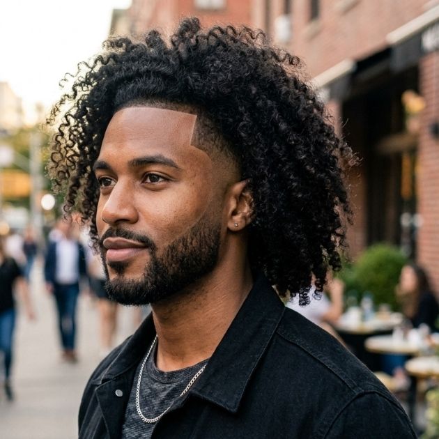 Long Curly Hair Fade