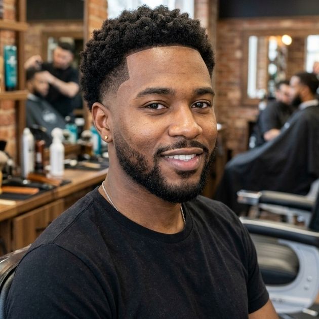 Low Afro with Mid Taper Fade