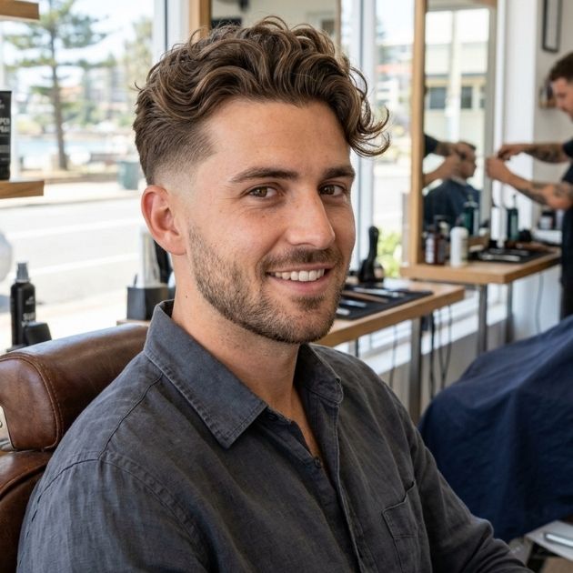 Low Taper Fade with Beach Waves