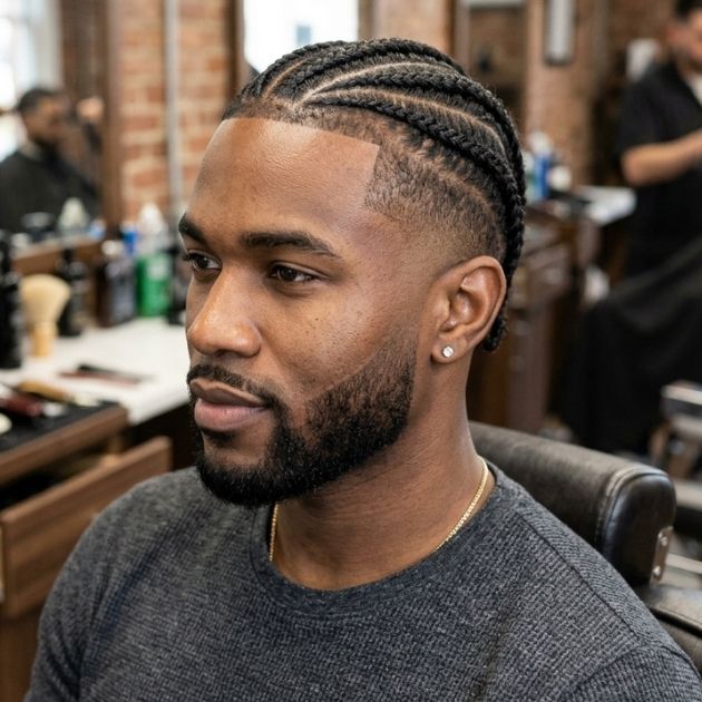 Low Taper Fade with Braided Top