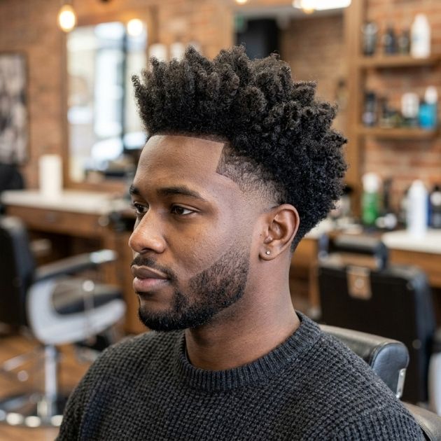 Low Taper Fade with Coily 4C Crown