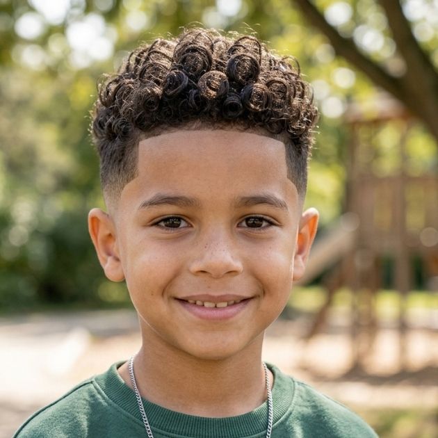 Low Taper Fade with Curly Top