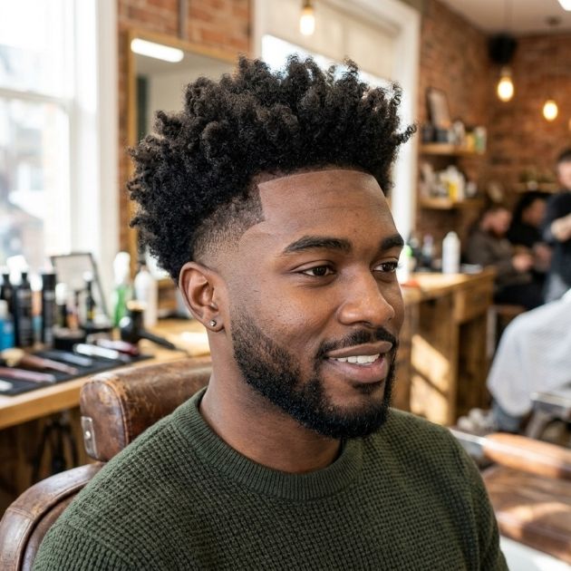 Low Taper Fade with Long Natural Texture
