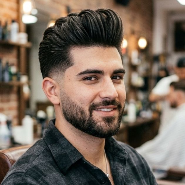 Low Taper Fade with Long Pompadour