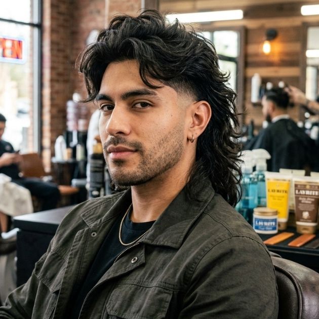 Low Taper Fade with Long Wolf Cut