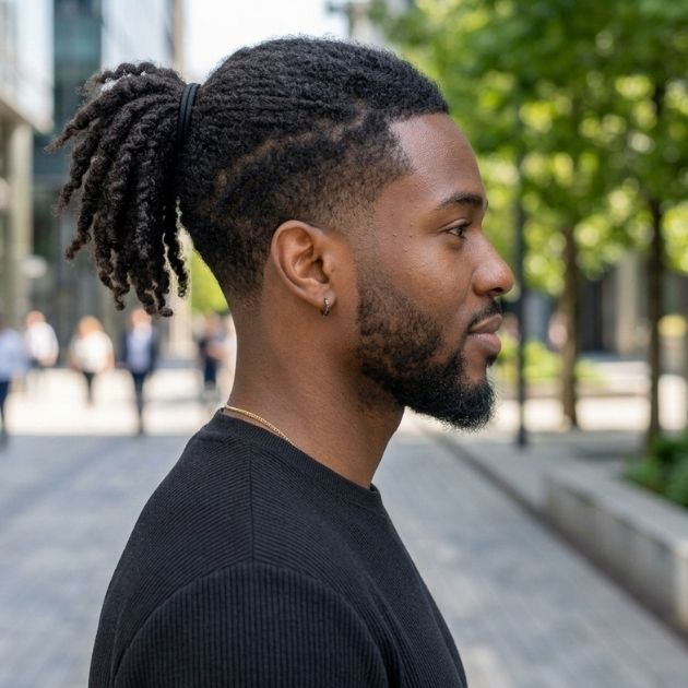 Low Taper Fade with Ponytail