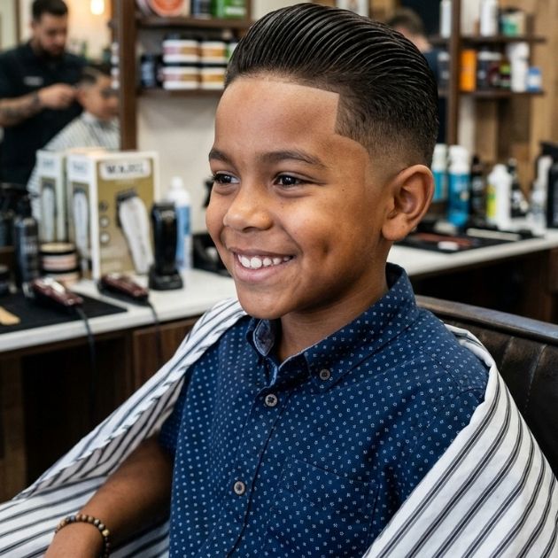 Low Taper Fade with Slicked-Back Top