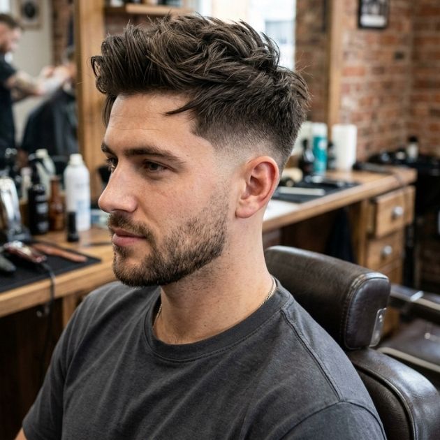 Low Taper Fade with Textured Long Top