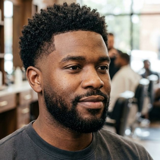 Low Taper Fade with Tight Coils
