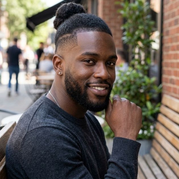 Man Bun with Mid Taper Fade