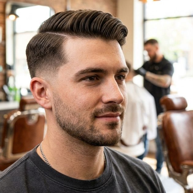 Mid Taper Fade Comb Over