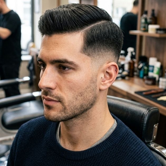 Mid Taper Fade Side Part