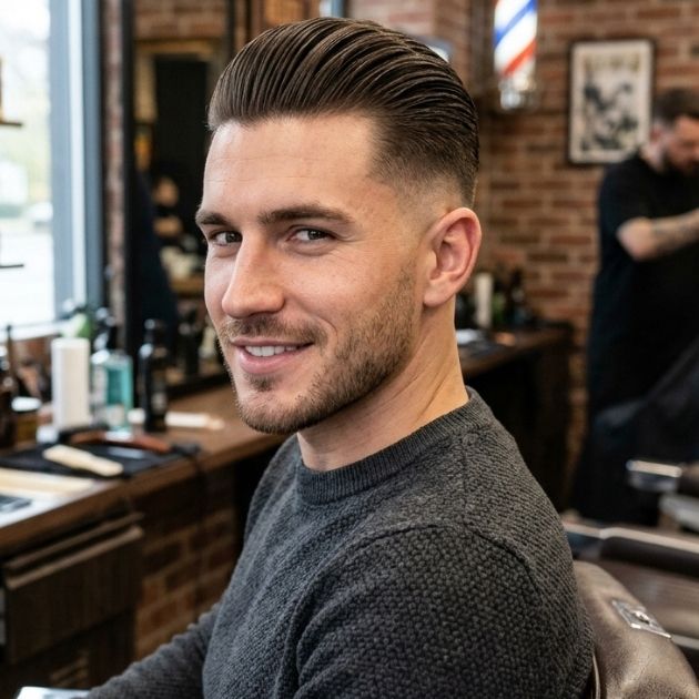 Mid Taper Fade Slick Back