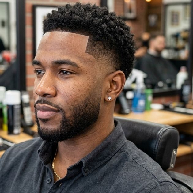 Mid Taper Fade with Geometric Pattern