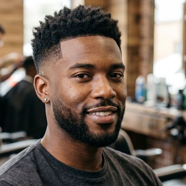 Mid Taper Fade with Short Beard or Stubble