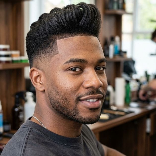 Quiff with Mid Taper Fade