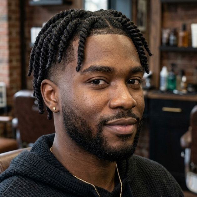 Rope Twists with Mid Taper Fade
