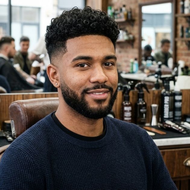Short Afro with Low Taper Fade