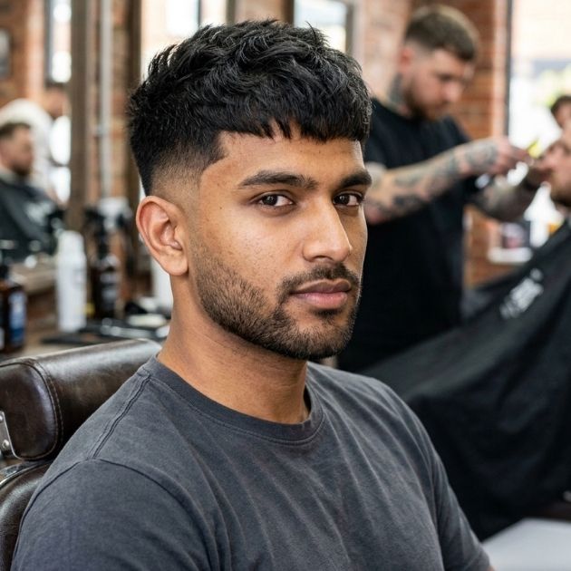 Short Thick Textured Crop with Low Taper Fade