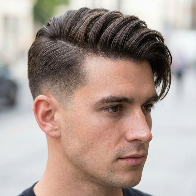 Side Swept Hairstyle with Short Sides