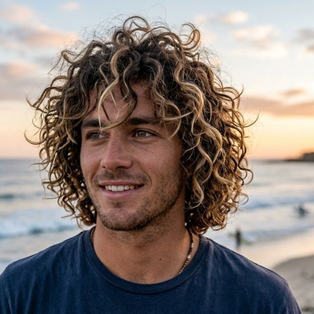 Textured Surfer Curls with Messy Bangs