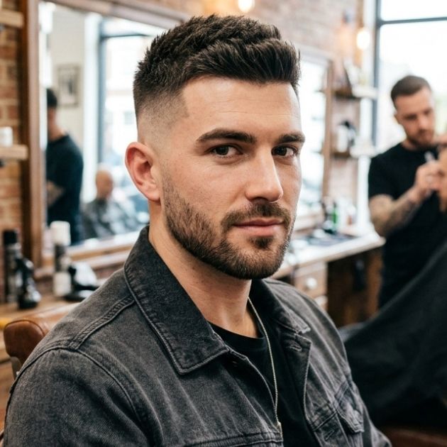 Thick Crew Cut with Skin Fade