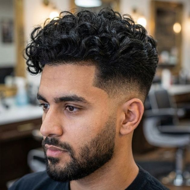 Thick Curls with Low Fade