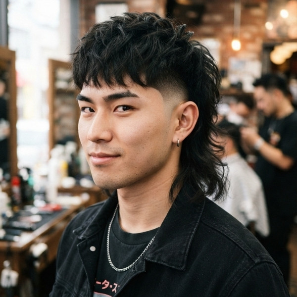 Asian Burst Fade Mullet