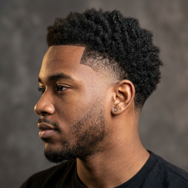 Burst Fade Curly Hair