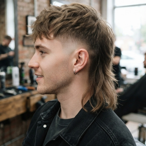Burst Fade Mullet for Thin Hair