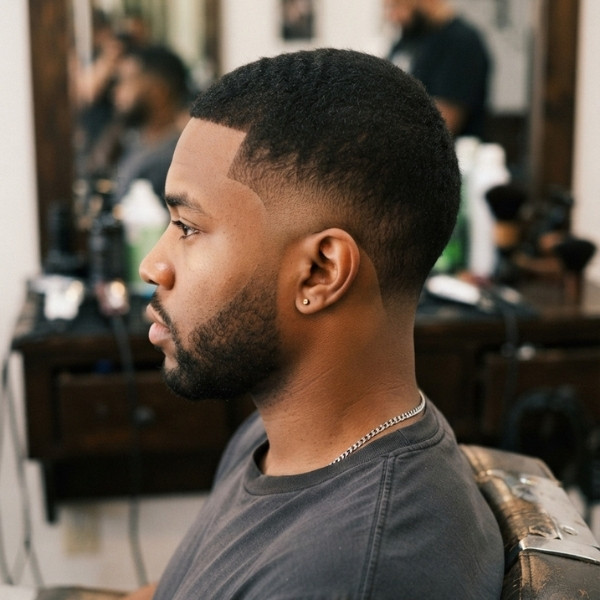 Buzz Cut with Surgical Line Burst Fade