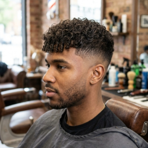 Curly French Crop Mid Fade