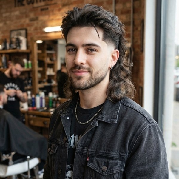 High Burst Fade Mullet