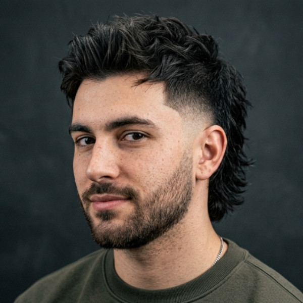 High Burst Fade Mullet