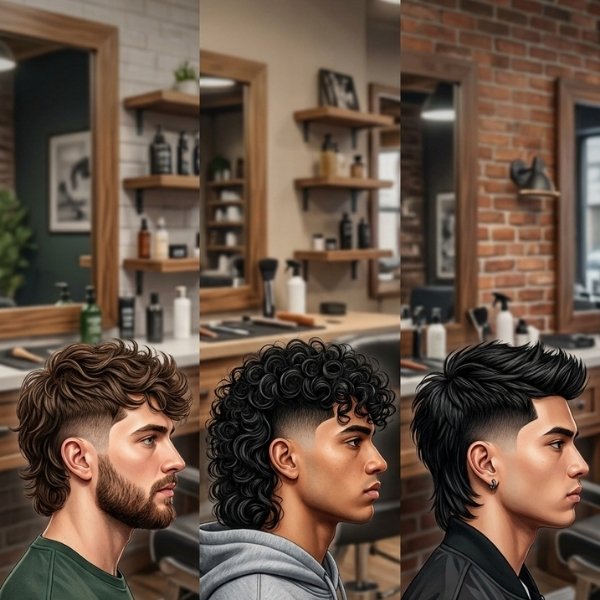 Low Taper Mullet Fade for Wavy, Curly, Straight