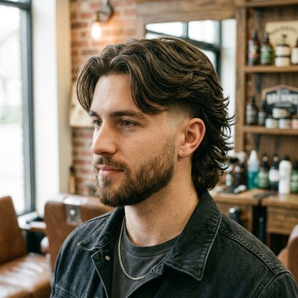 Low Taper Mullet Middle Part