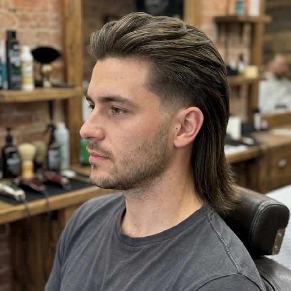 Low Taper Mullet Straight Hair