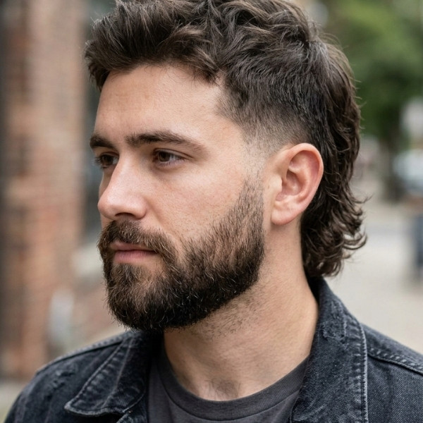 Low Taper Mullet With Beard