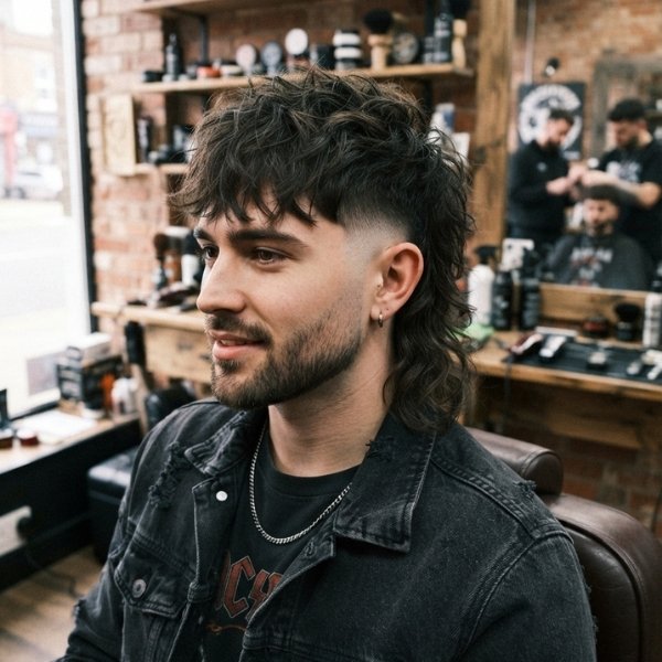 Messy Burst Fade Mullet