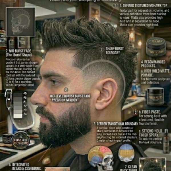  Mid Burst Fade Mohawk