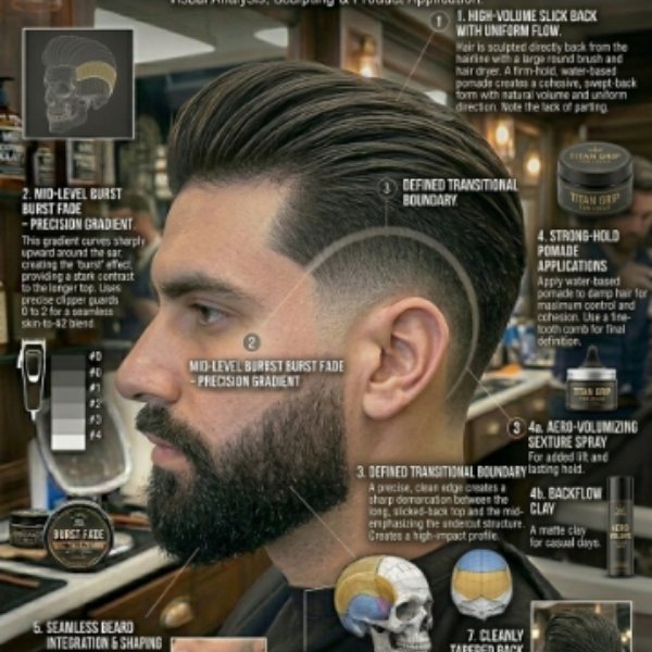 Mid Burst Fade Slick Back