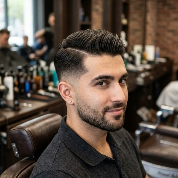 Mid Fade Comb Over