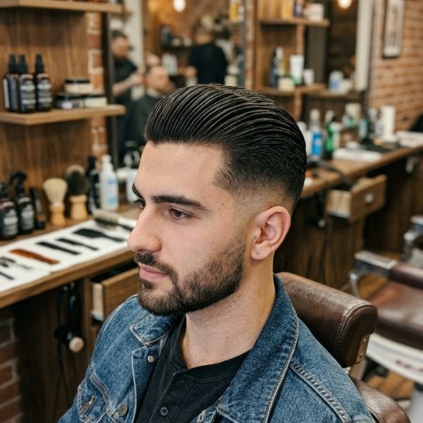 Mid Fade Slick Back